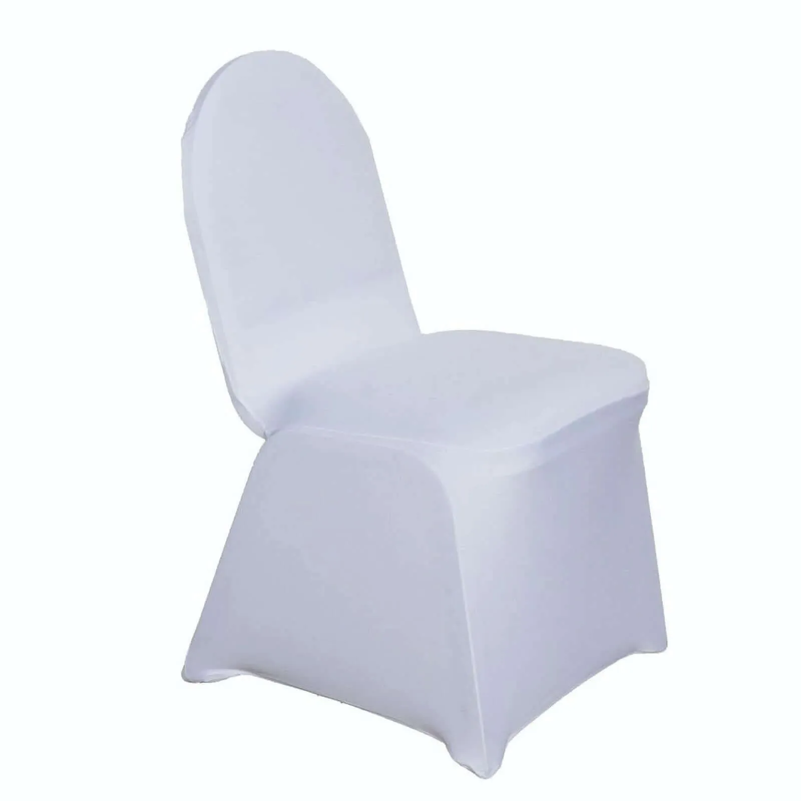 10 Pack White Spandex Fitted Banquet Chair Covers, Reusable Stretched Slip On Chair Covers