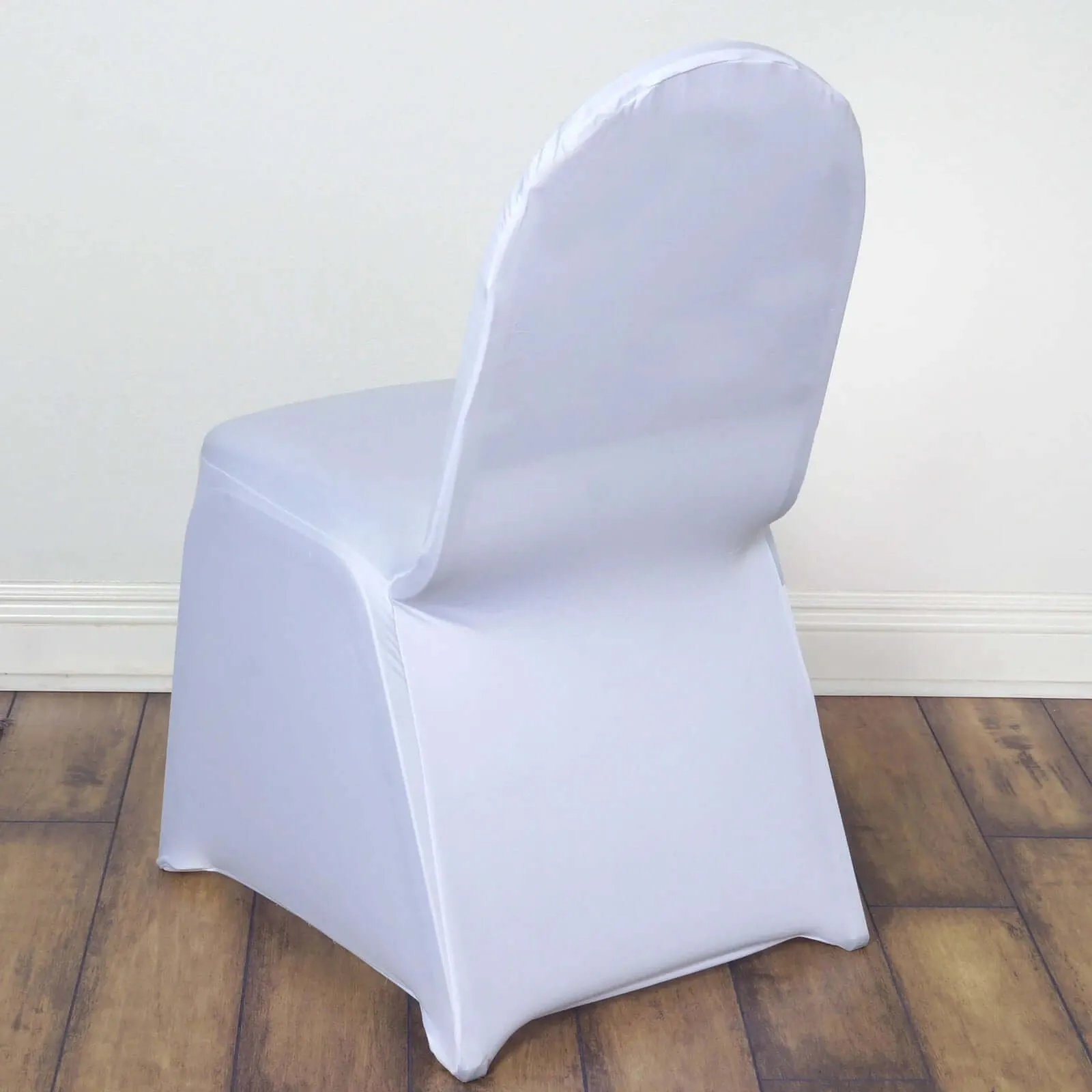 10 Pack White Spandex Fitted Banquet Chair Covers, Reusable Stretched Slip On Chair Covers