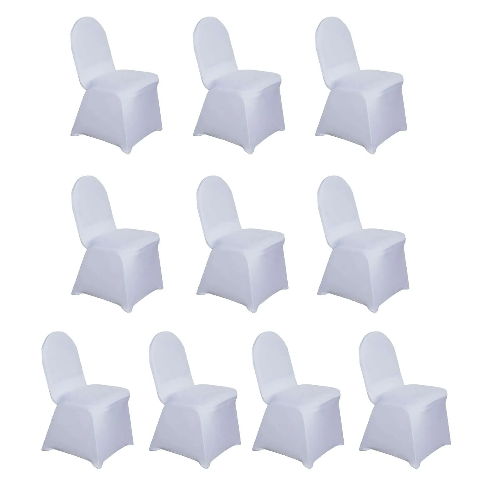 10 Pack White Spandex Fitted Banquet Chair Covers, Reusable Stretched Slip On Chair Covers