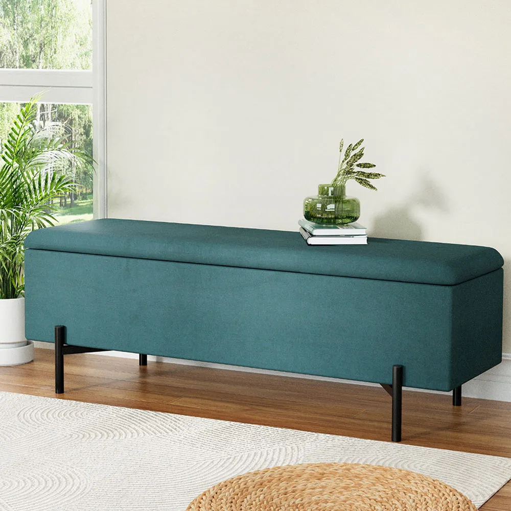 140cm Storage Ottoman Blanket Box Velvet - Green