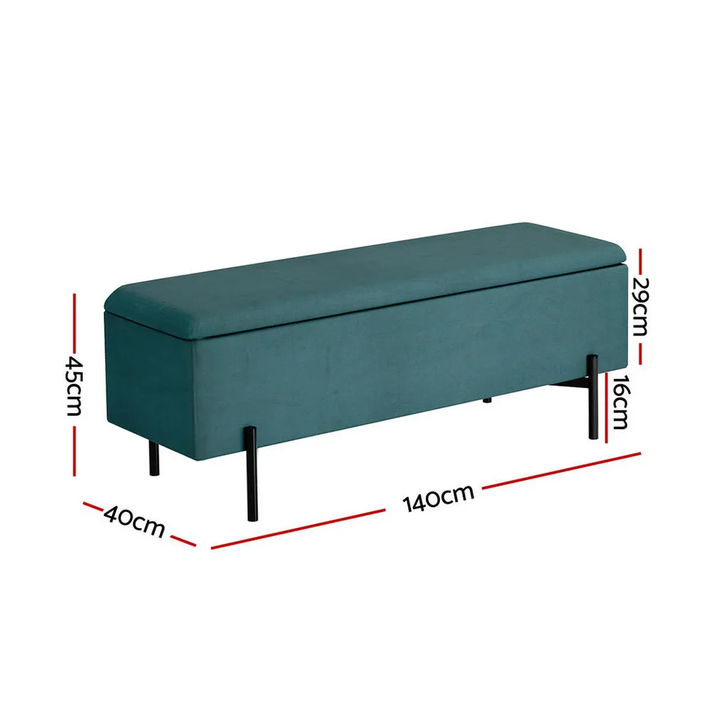 140cm Storage Ottoman Blanket Box Velvet - Green