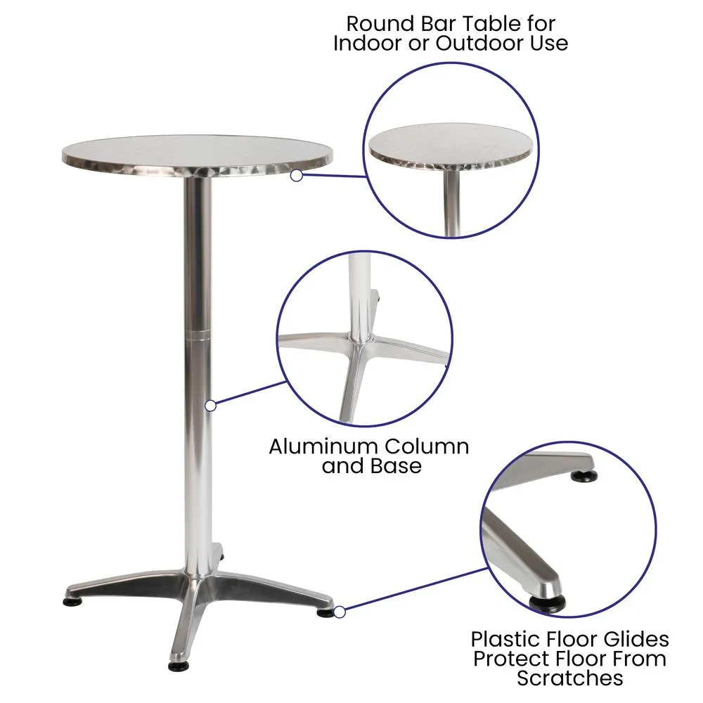 23.5" Round Aluminum Indoor-Outdoor Bar Height Table By Flash Furniture