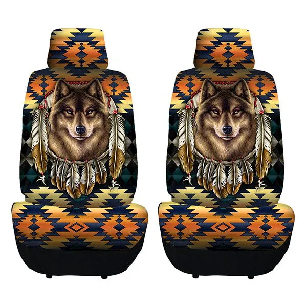 2PC Car Seat Cover Set - Tribal Animal Design