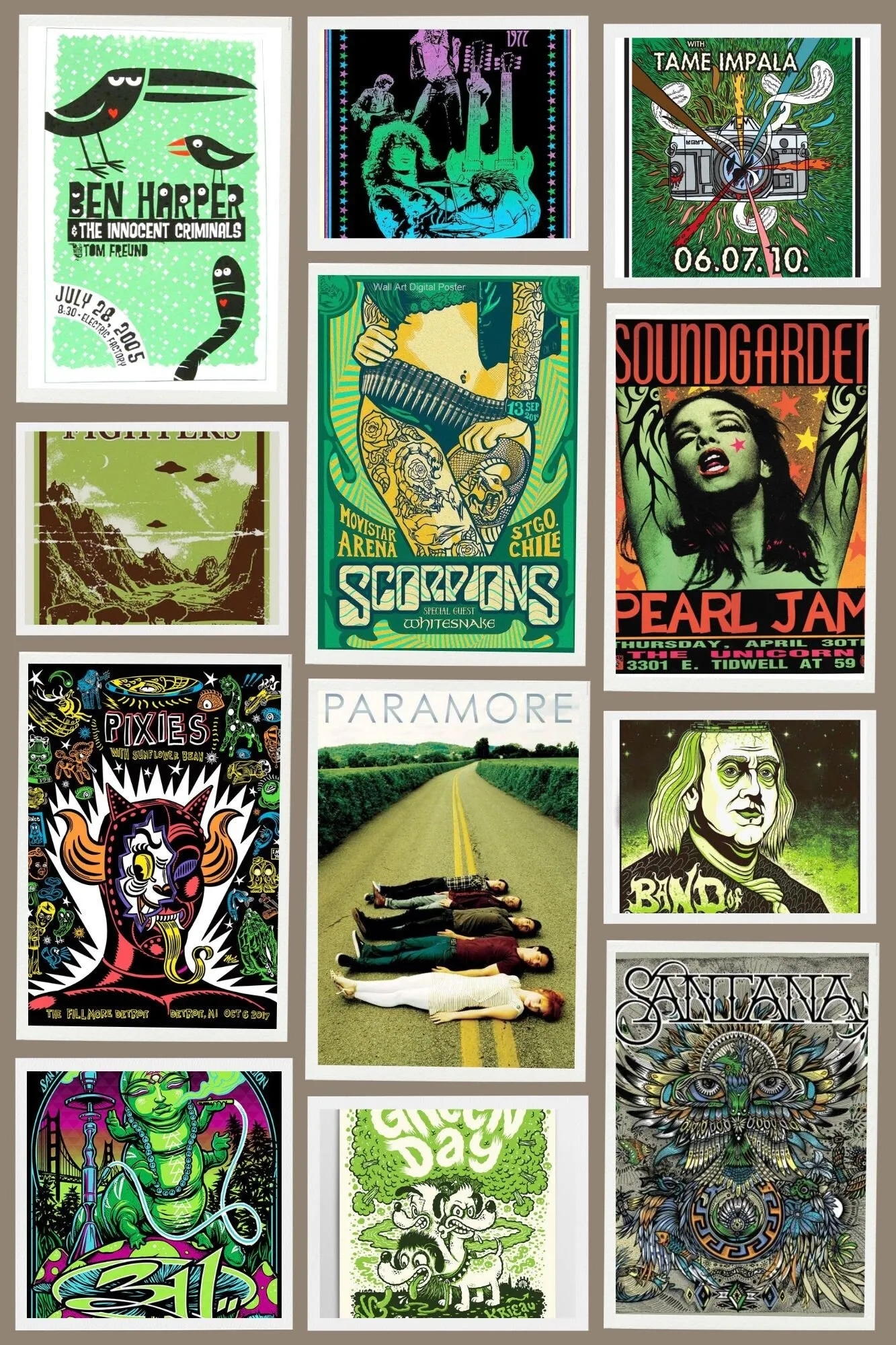 350 Pcs Alternative Rock Collage Kit For Room INSTANT DOWNLOAD Art Prints, Vintage Concert Poster, Rock Posters, Aesthetics Wall Art, Concert Posters