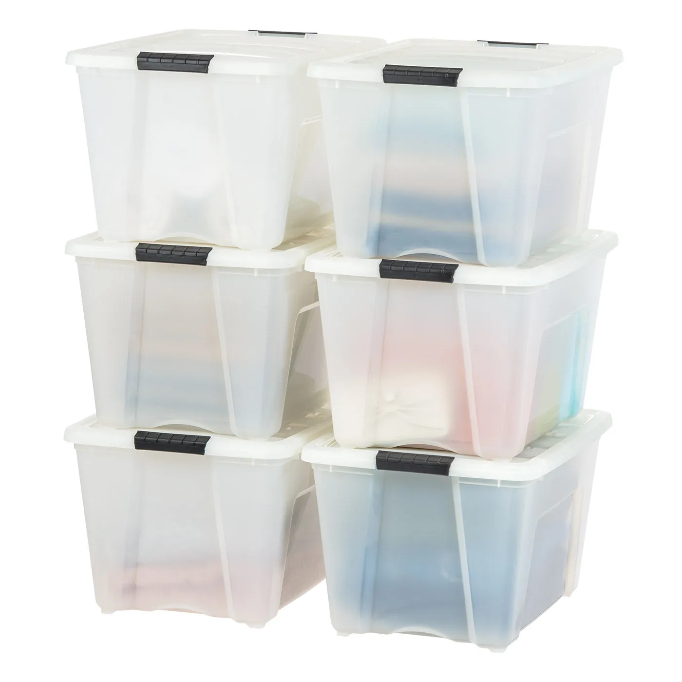 53 Quart Stack & Pull Box, 6 Pack, Pearl