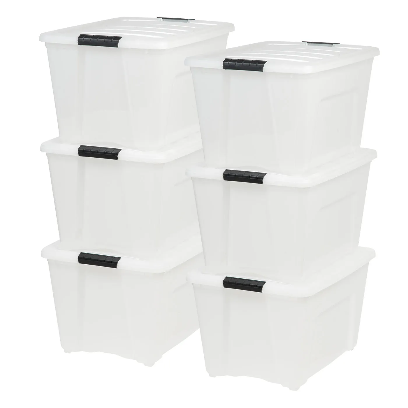 53 Quart Stack & Pull Box, 6 Pack, Pearl