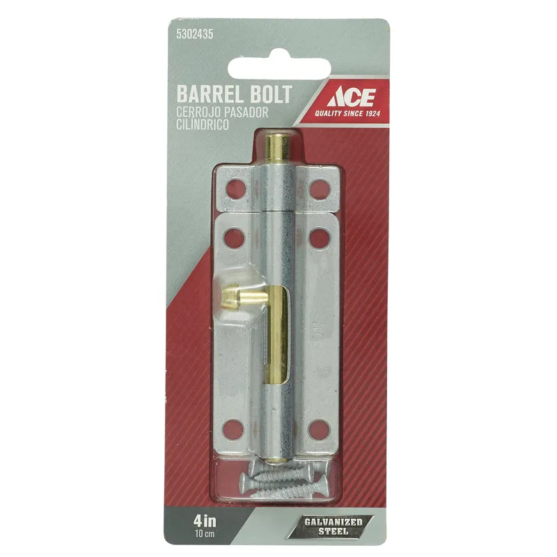 Ace 4 in. L Galvanized Steel Barrel Bolt 1 pk