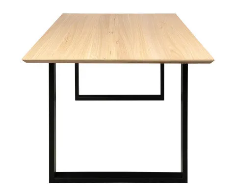 Aconite Dining Table 180cm Solid Messmate Timber Wood Black Metal Leg - Natural