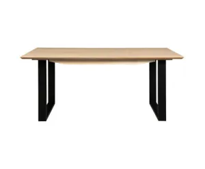 Aconite Dining Table 180cm Solid Messmate Timber Wood Black Metal Leg - Natural