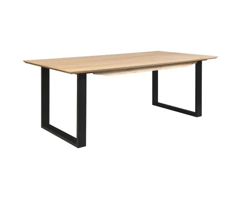 Aconite Dining Table 180cm Solid Messmate Timber Wood Black Metal Leg - Natural