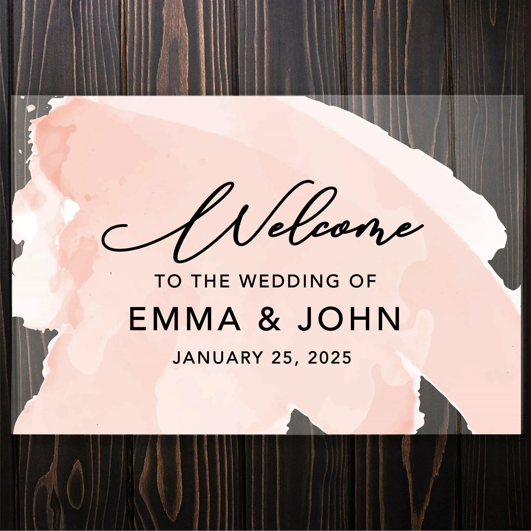 Acrylic Custom Watercolor Wedding Signs, 16 x 24 Inches