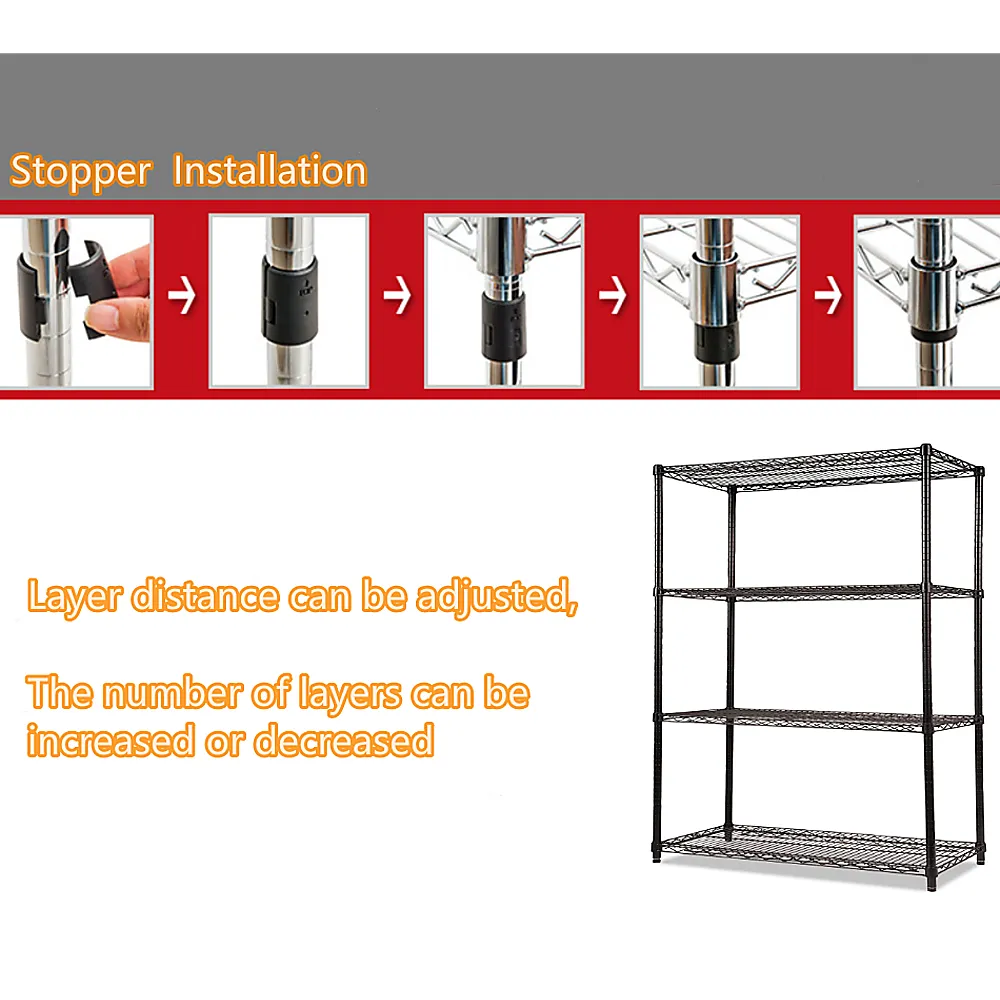 Adjustable Chrome Steel Wire Shelf 100kg Capacity, 4 Shelves