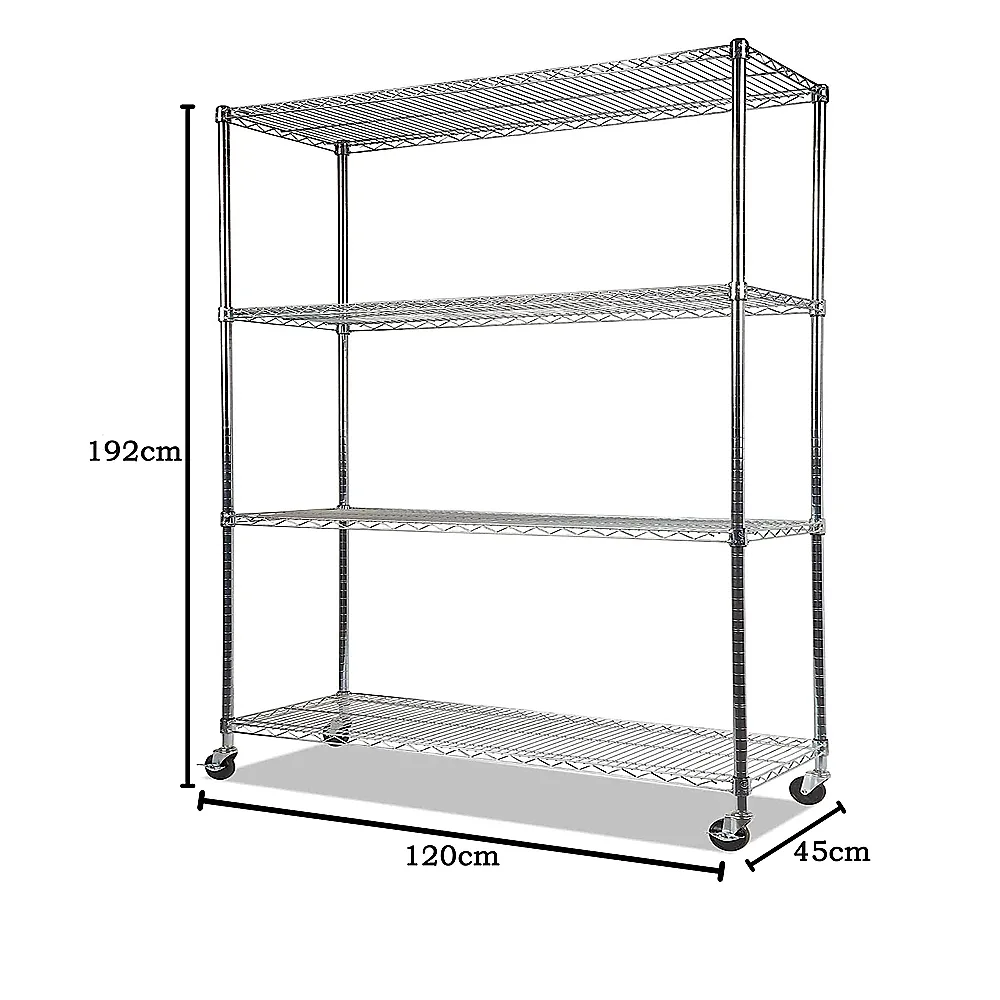 Adjustable Modular Chrome Steel Wire Shelving with Wheels