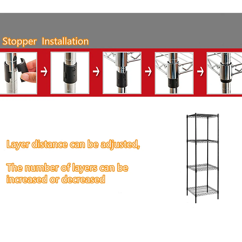 Adjustable Modular Steel Wire Shelf 600x600x1800mm Storage