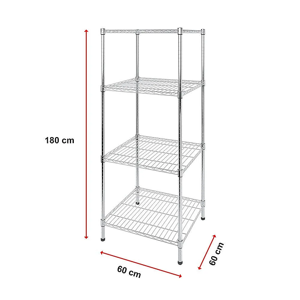 Adjustable Steel Wire Storage Shelf, 600x600x1800mm, 4 Shelves