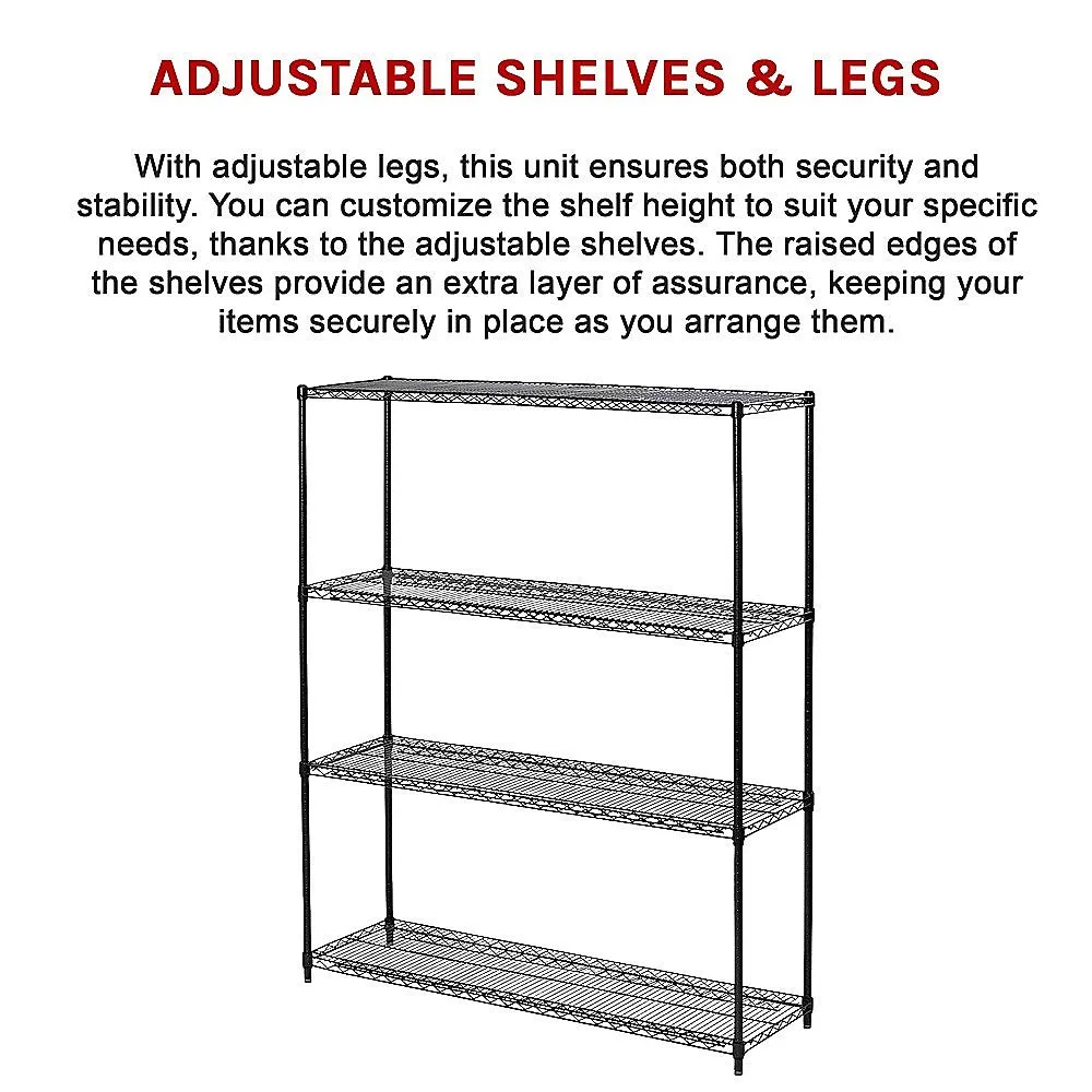 Adjustable Wire Storage Shelf, Four-Layer, 1500 x 450 x 1800mm, Steel Shelving