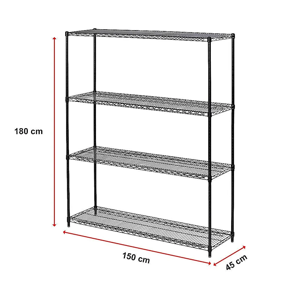 Adjustable Wire Storage Shelf, Four-Layer, 1500 x 450 x 1800mm, Steel Shelving