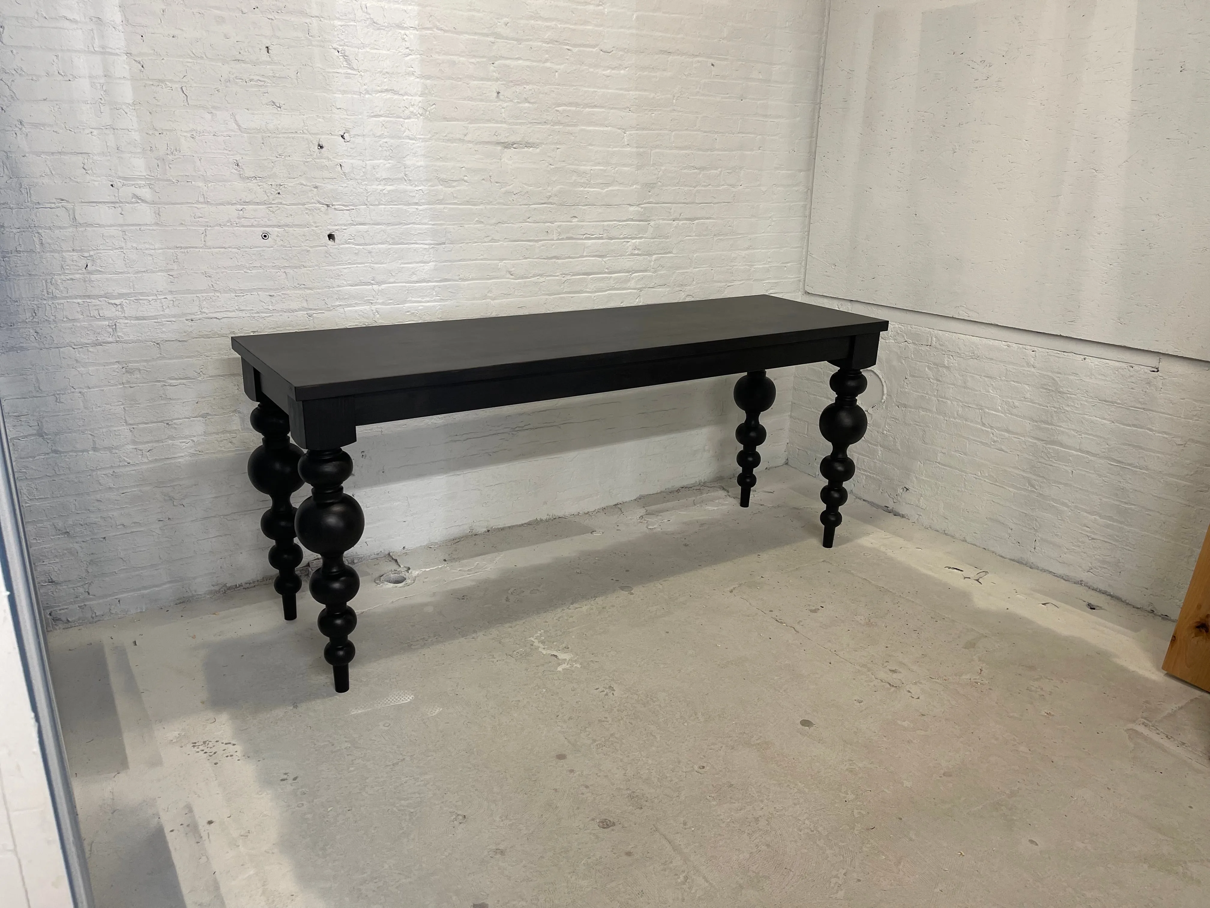 Alice Turned Leg Dining Table - Ebony Jet Black