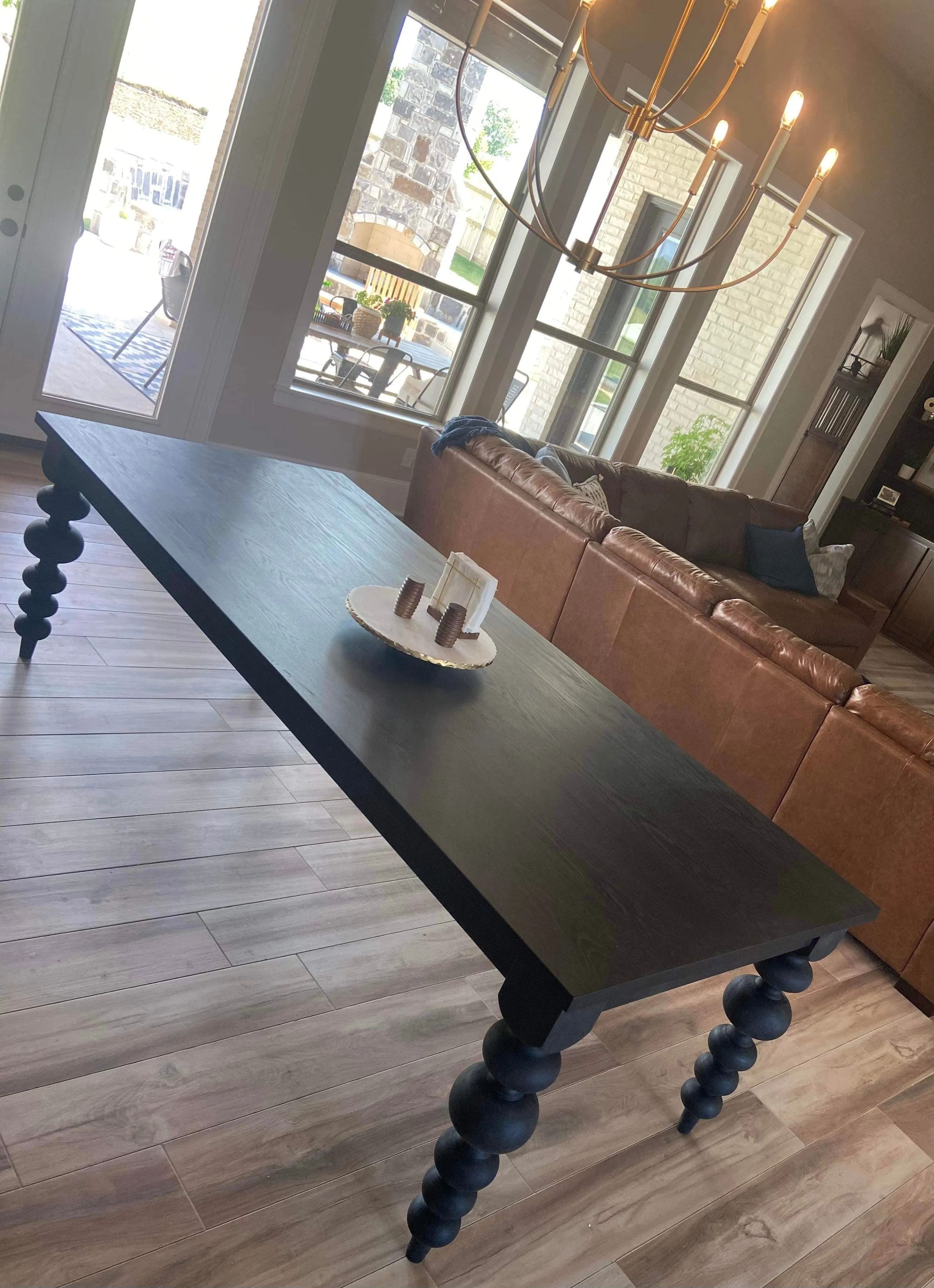 Alice Turned Leg Dining Table - Ebony Jet Black