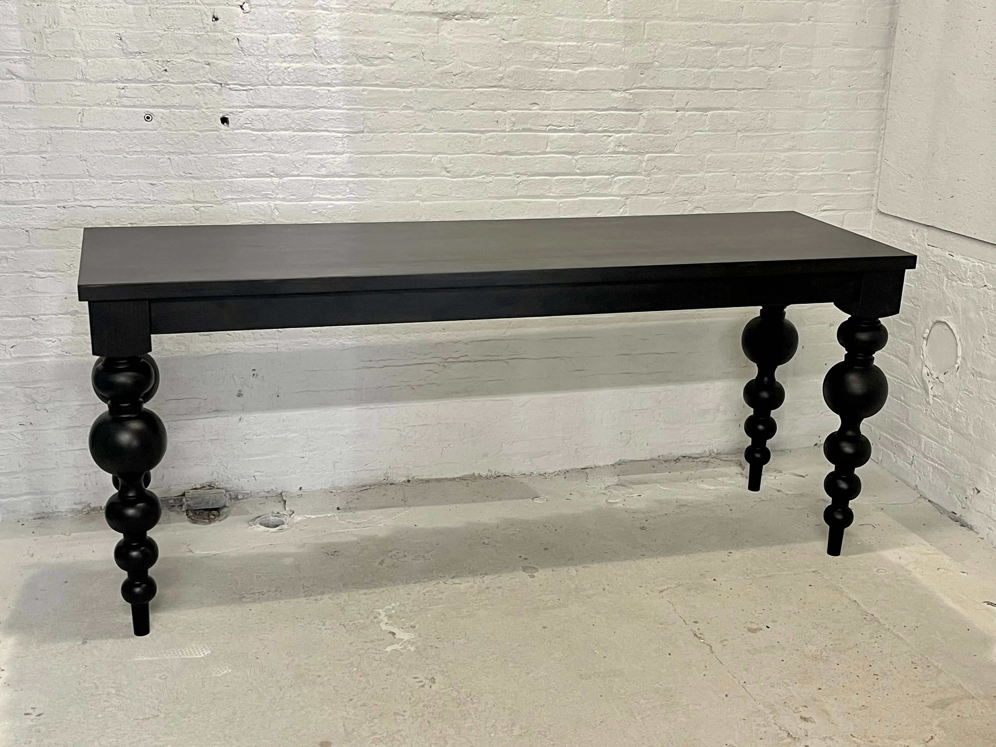 Alice Turned Leg Dining Table - Ebony Jet Black