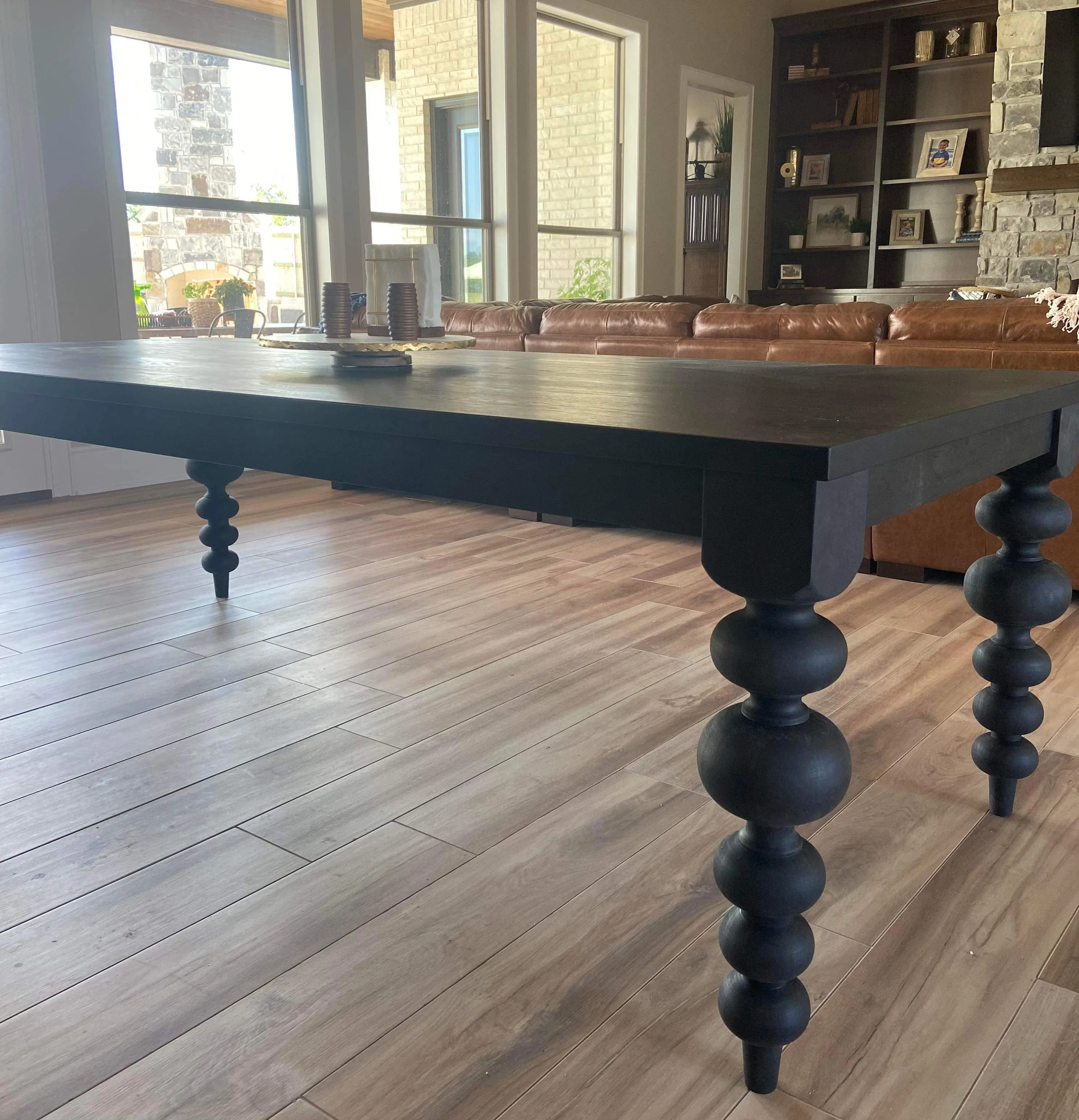 Alice Turned Leg Dining Table - Ebony Jet Black