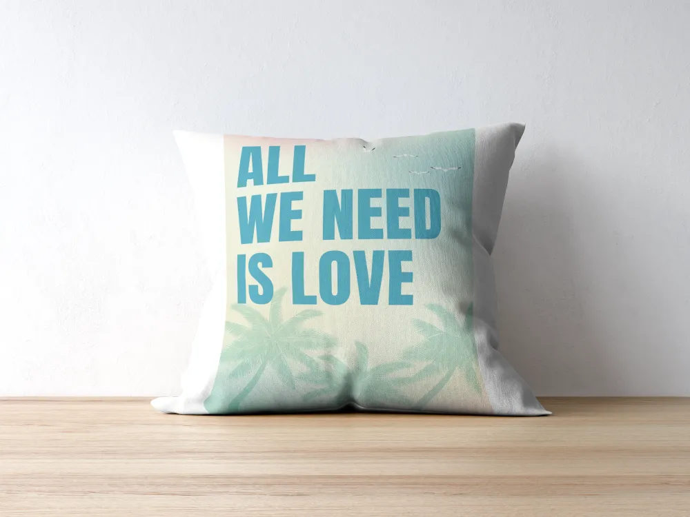 All We Need Is Love Pastel Tropical Wall Art PRINTABLE ART, Danish Pastel Decor, Coastal Decor, Typography Poster, Endless Summer Posters, Palm Trees