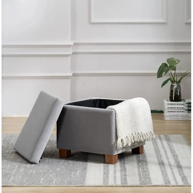 Amalia Square Shape Fabric Ottoman Pouffe Puffy Stool