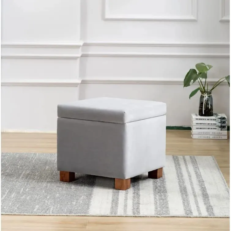 Amalia Square Shape Fabric Ottoman Pouffe Puffy Stool