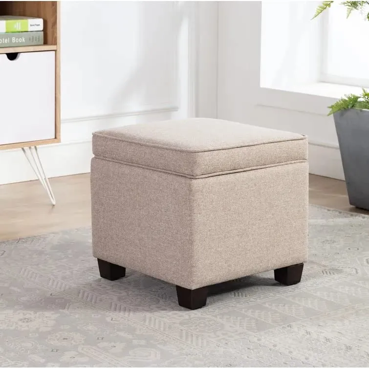 Amalia Square Shape Fabric Ottoman Pouffe Puffy Stool