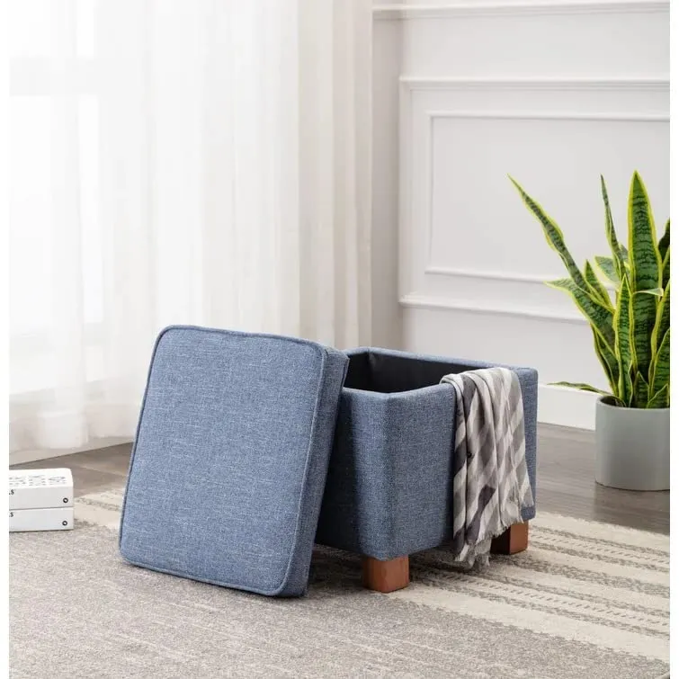 Amalia Square Shape Fabric Ottoman Pouffe Puffy Stool