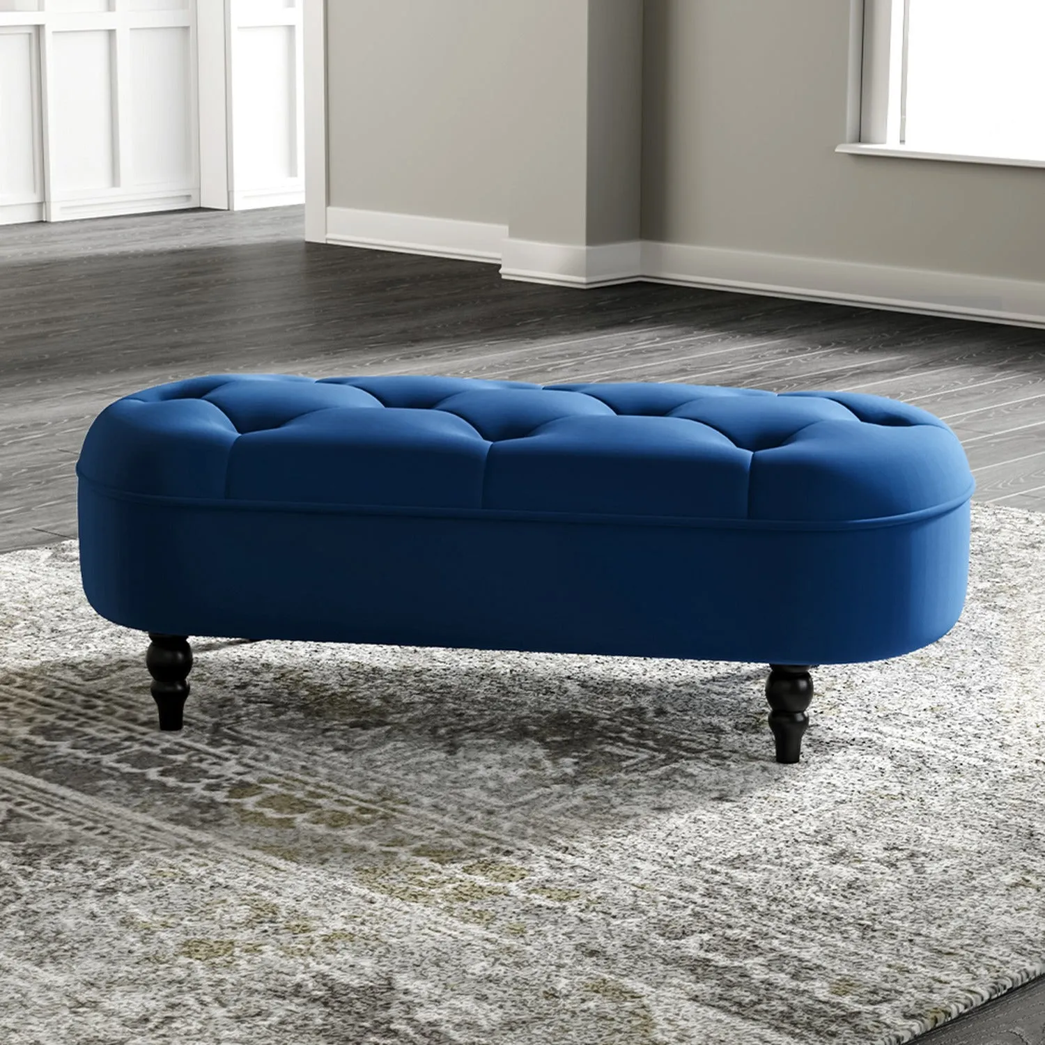 Angelo 2 Seater Fabric Ottoman Bench Sette Pouffe Puffy for Foot Rest