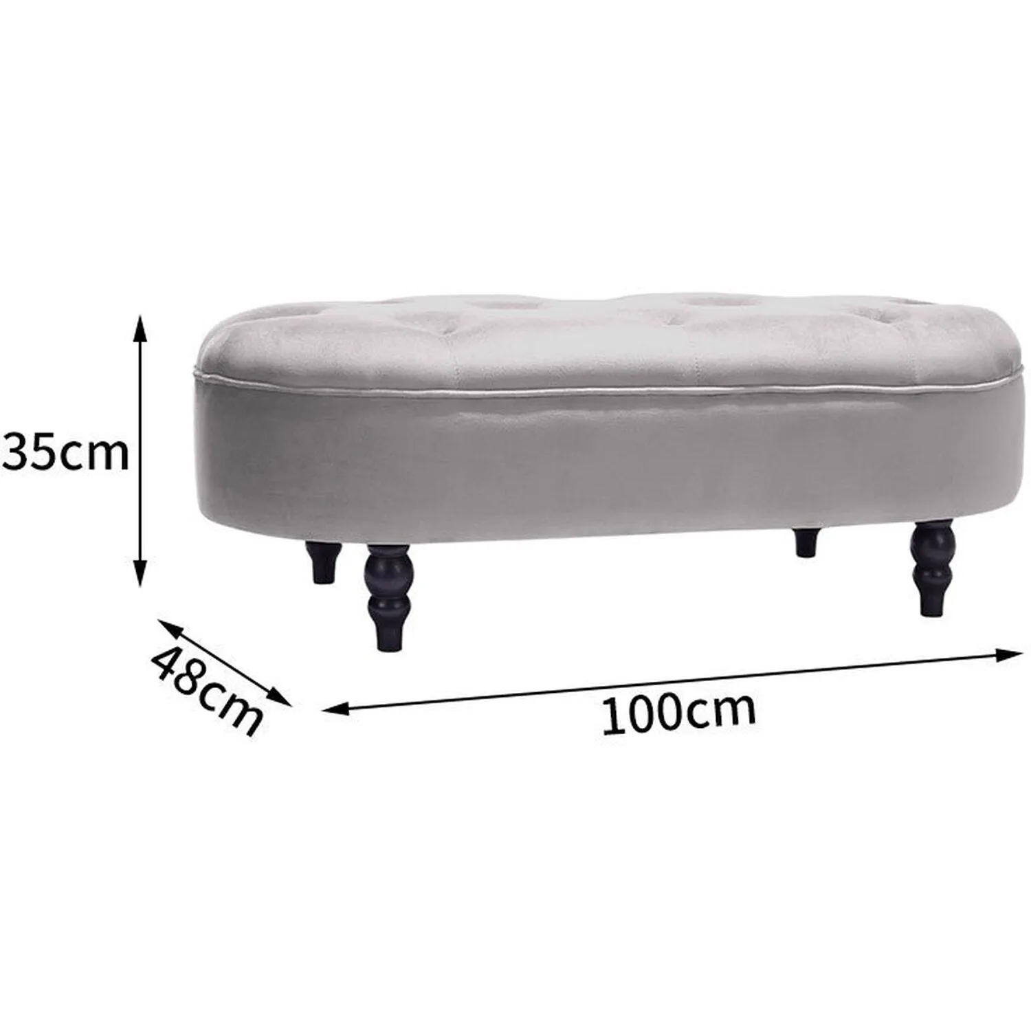 Angelo 2 Seater Fabric Ottoman Bench Sette Pouffe Puffy for Foot Rest