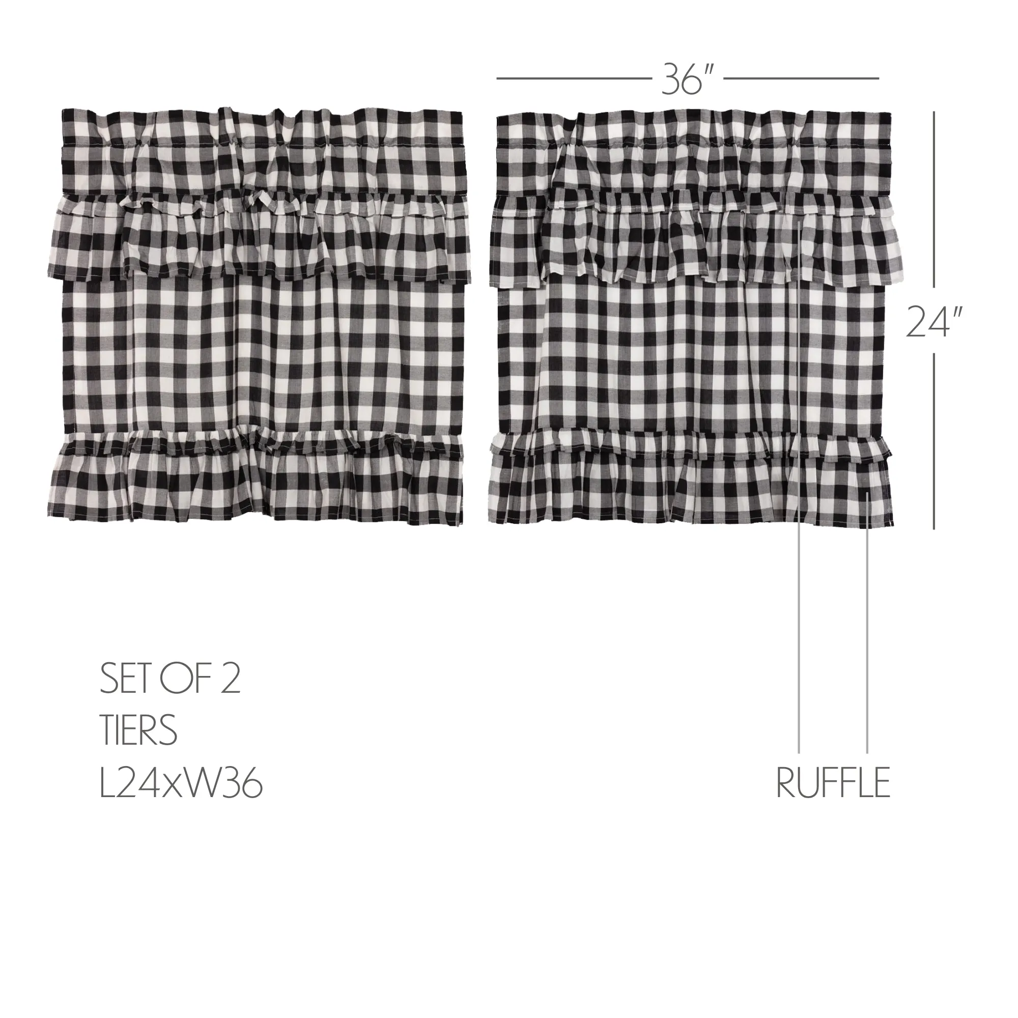 Annie Buffalo Black Check Ruffled Tier Set of 2 L24xW36