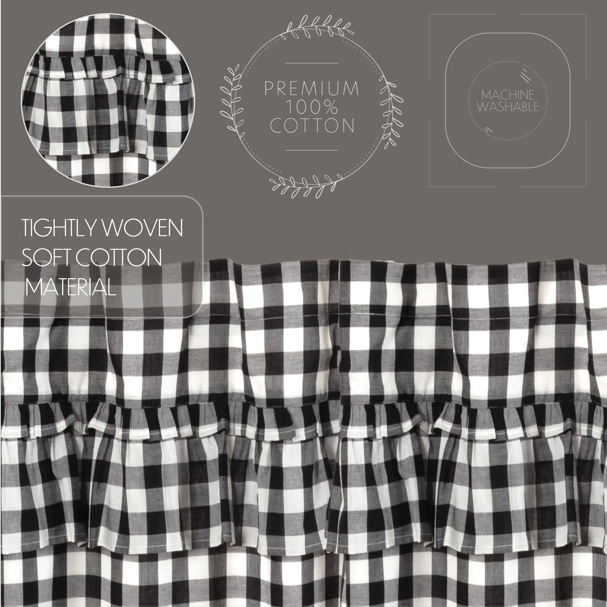 Annie Buffalo Black Check Ruffled Tier Set of 2 L24xW36