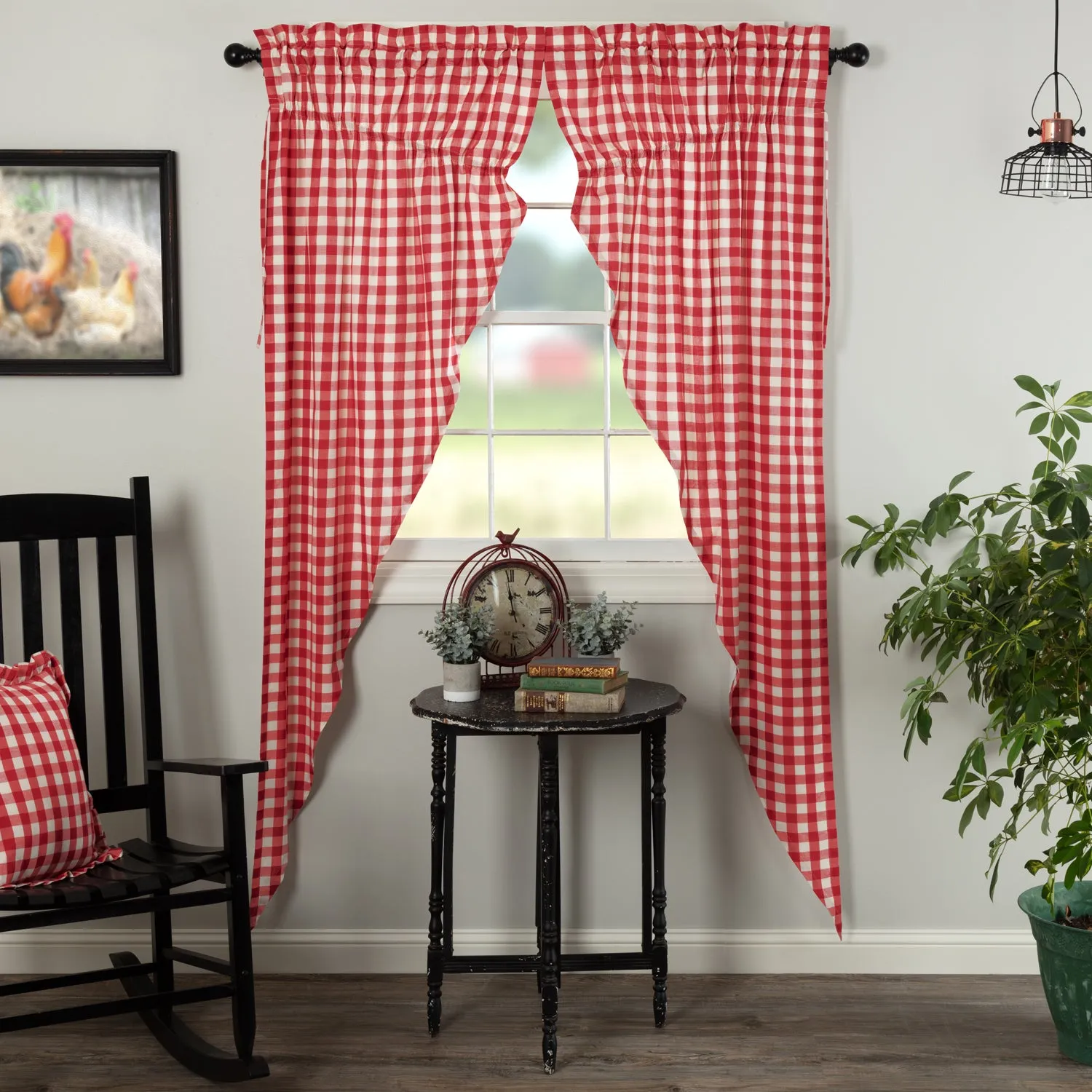 Annie Buffalo Red Check Prairie Long Panel Set of 2 84x36x18