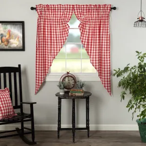 Annie Buffalo Red Check Prairie Short Panel Curtain Set of 2 63x36x18