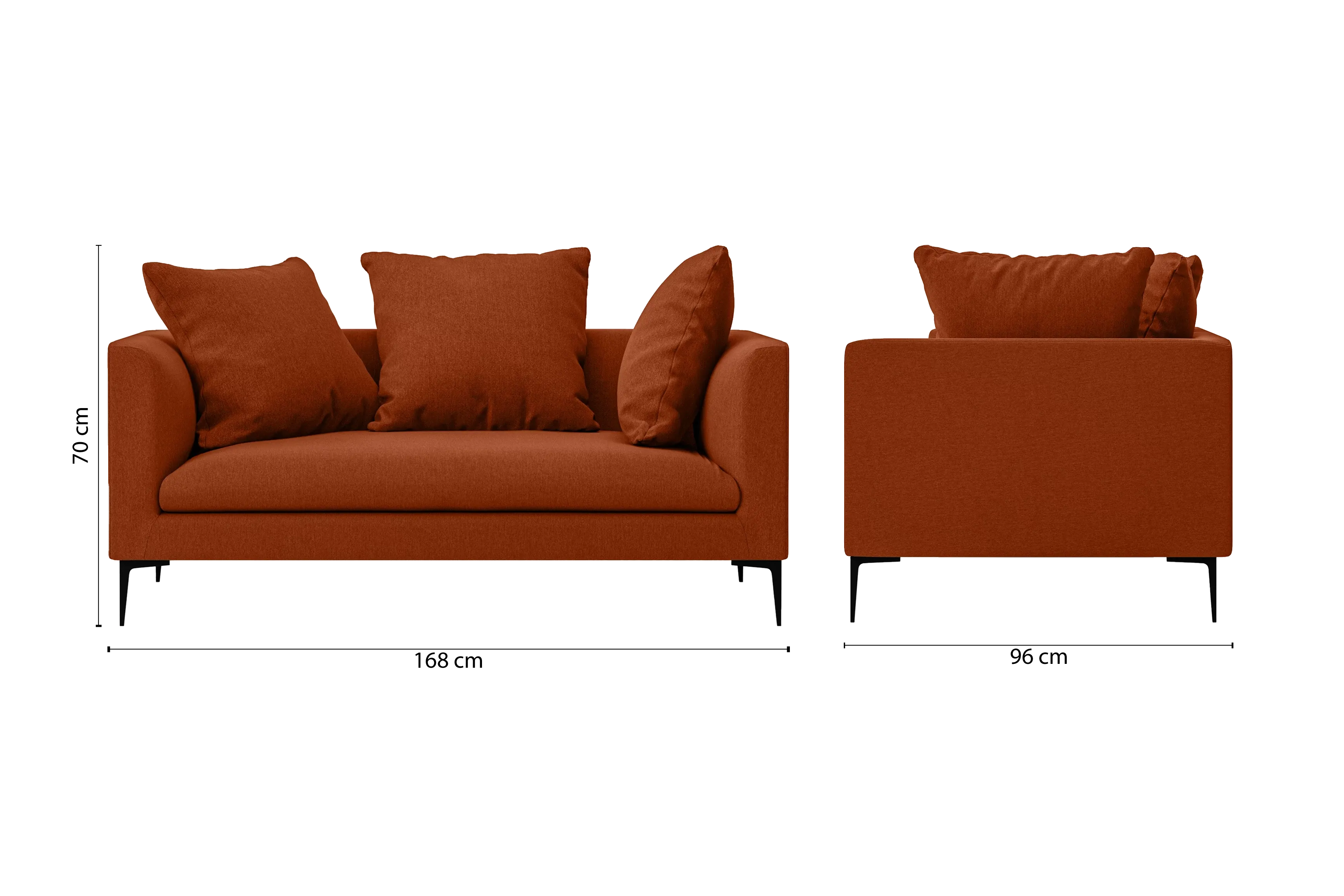 Aprilia 2 Seater Sofa Orange Linen Fabric