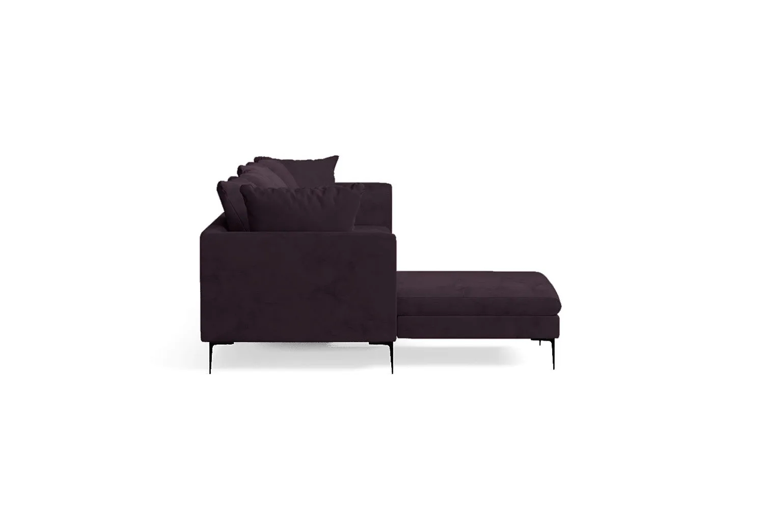 Aprilia 4 Seater Left Hand Facing Chaise Lounge Corner Sofa Purple Velvet