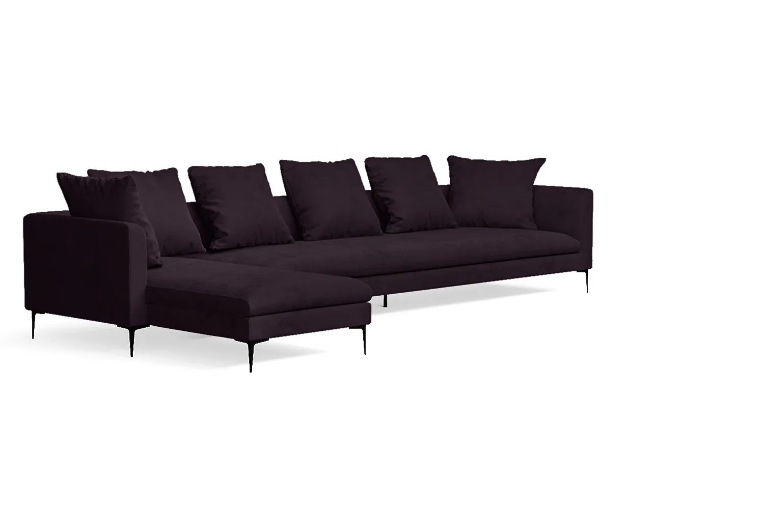 Aprilia 4 Seater Left Hand Facing Chaise Lounge Corner Sofa Purple Velvet