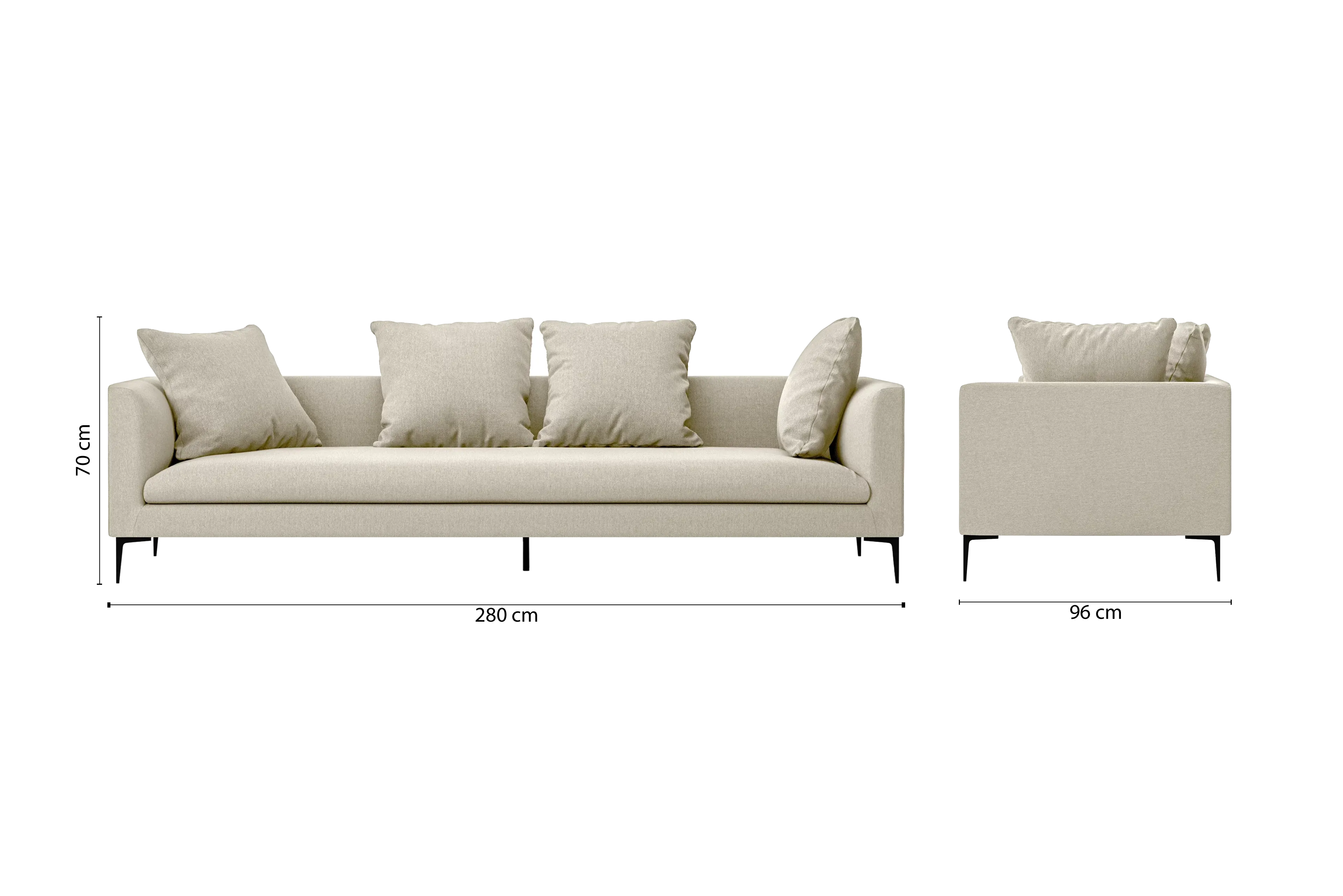 Aprilia 4 Seater Sofa Cream Linen Fabric