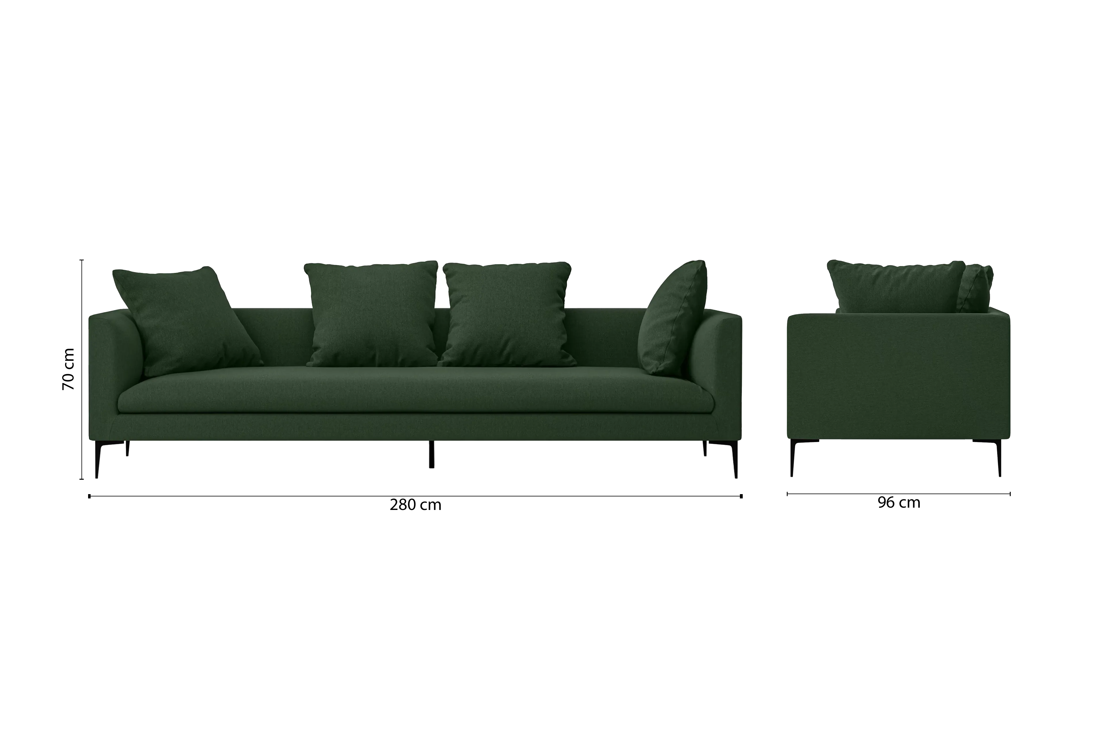 Aprilia 4 Seater Sofa Forest Green Linen Fabric