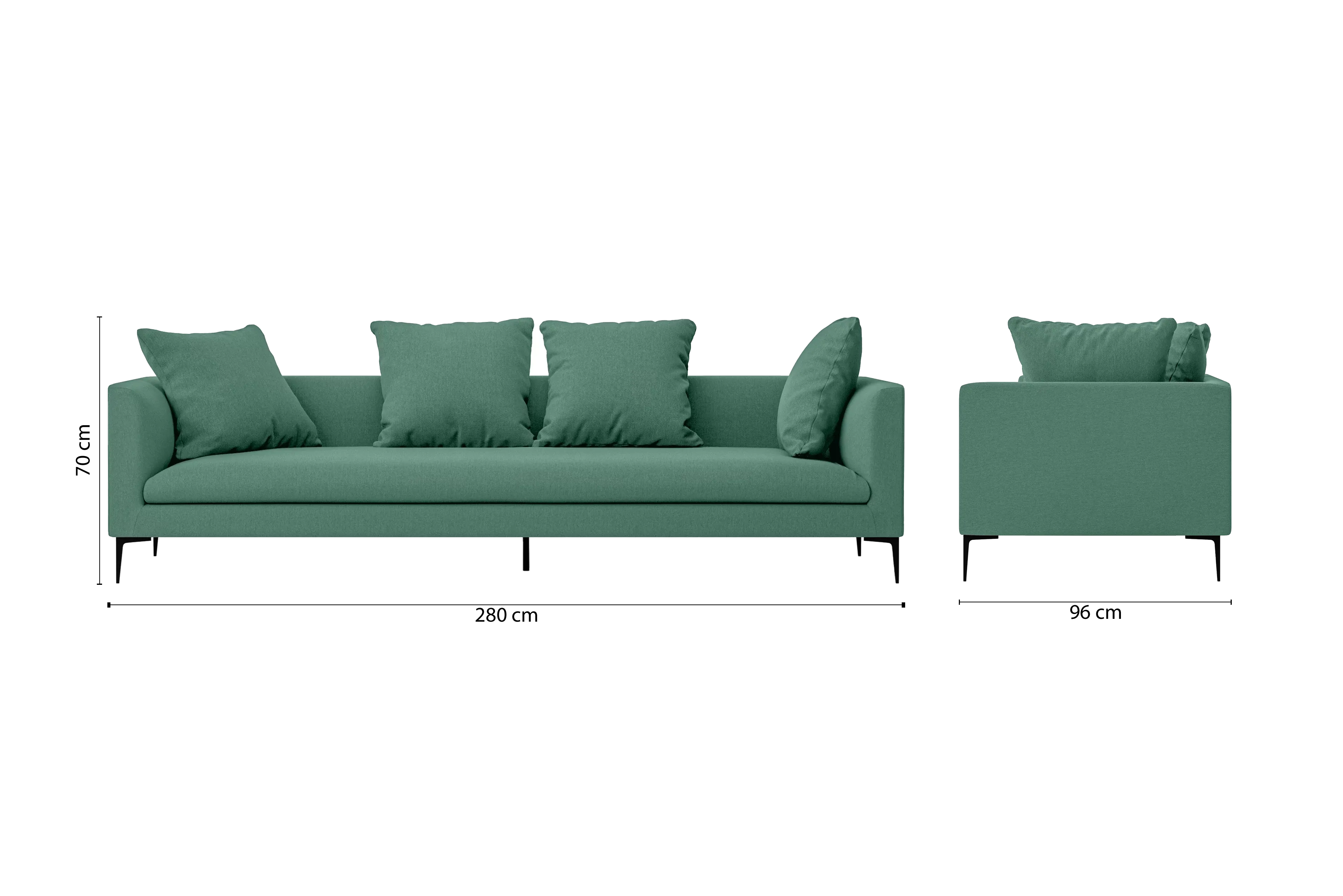 Aprilia 4 Seater Sofa Mint Green Linen Fabric