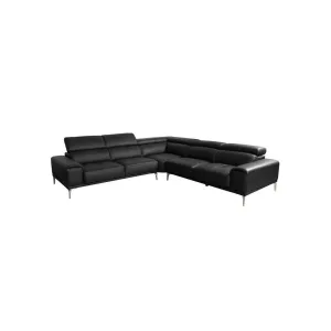 Ava 5 Seater Half Leather Corner Lounge Black