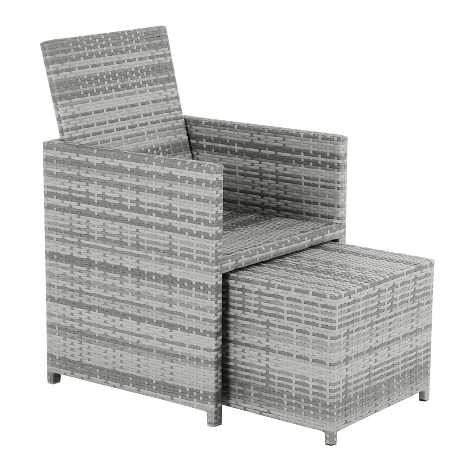 Azuma Grey Rattan Garden Cube Set Table Chairs Stools Monza