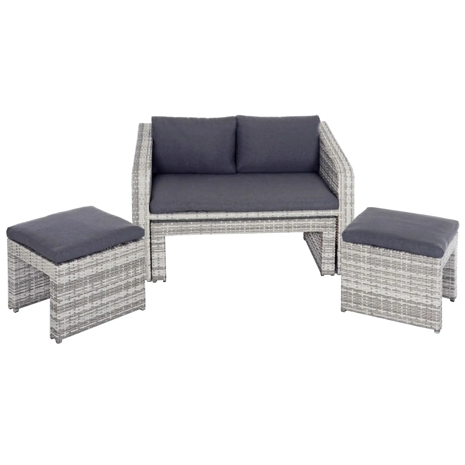 Azuma Varenna Garden Sofa Set Grey Rattan Coffee Table Stools