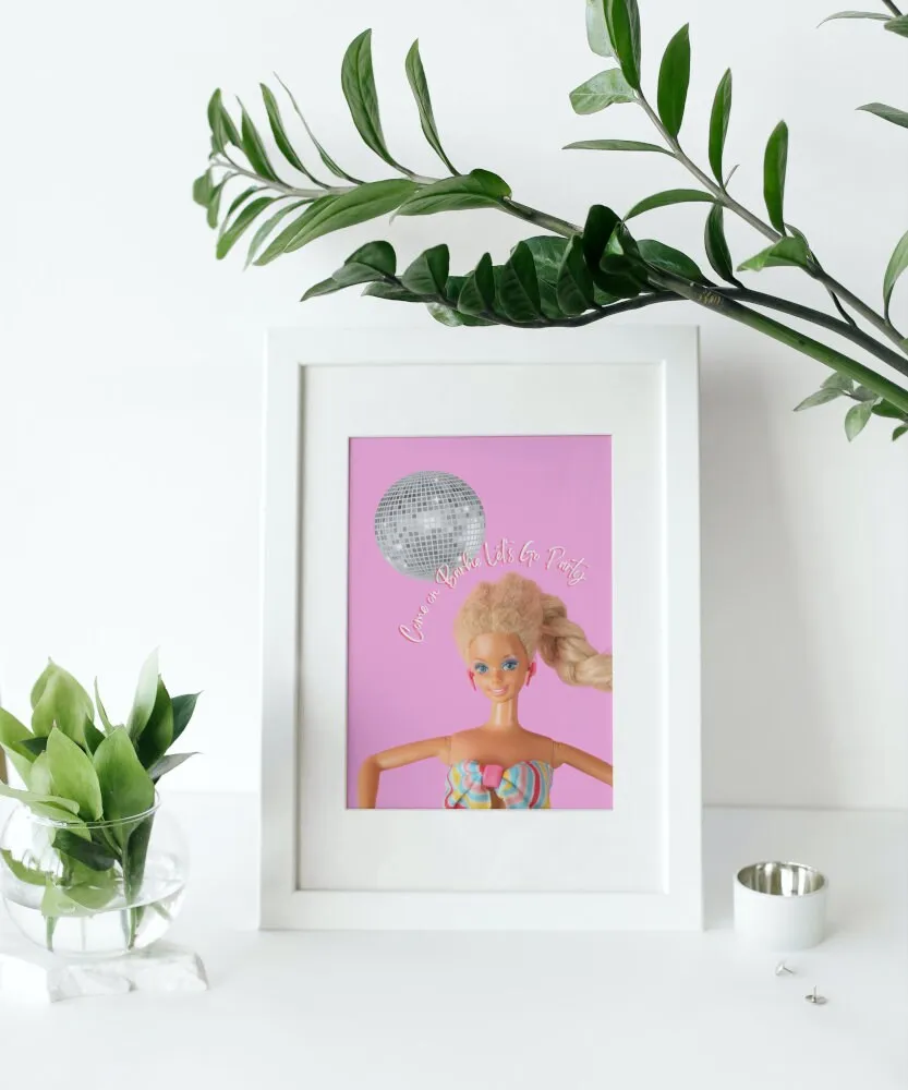 Barbie Disco Ball Poster PRINTABLE WALL ART, Come On Barbie Let'S Go Party, Preppy Poster, Y2K Aesthetic Print, Barbie Fun Art, Retro Barbiecore