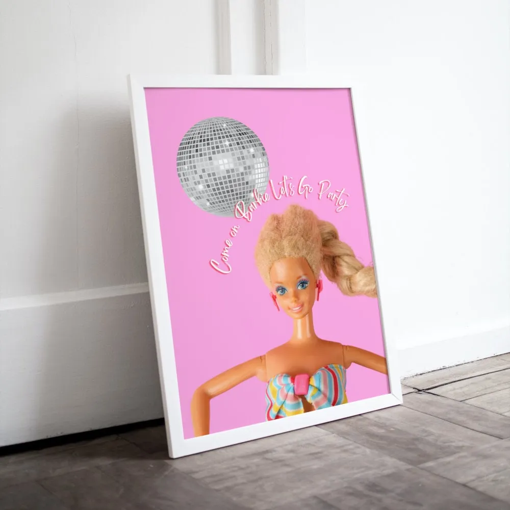 Barbie Disco Ball Poster PRINTABLE WALL ART, Come On Barbie Let'S Go Party, Preppy Poster, Y2K Aesthetic Print, Barbie Fun Art, Retro Barbiecore