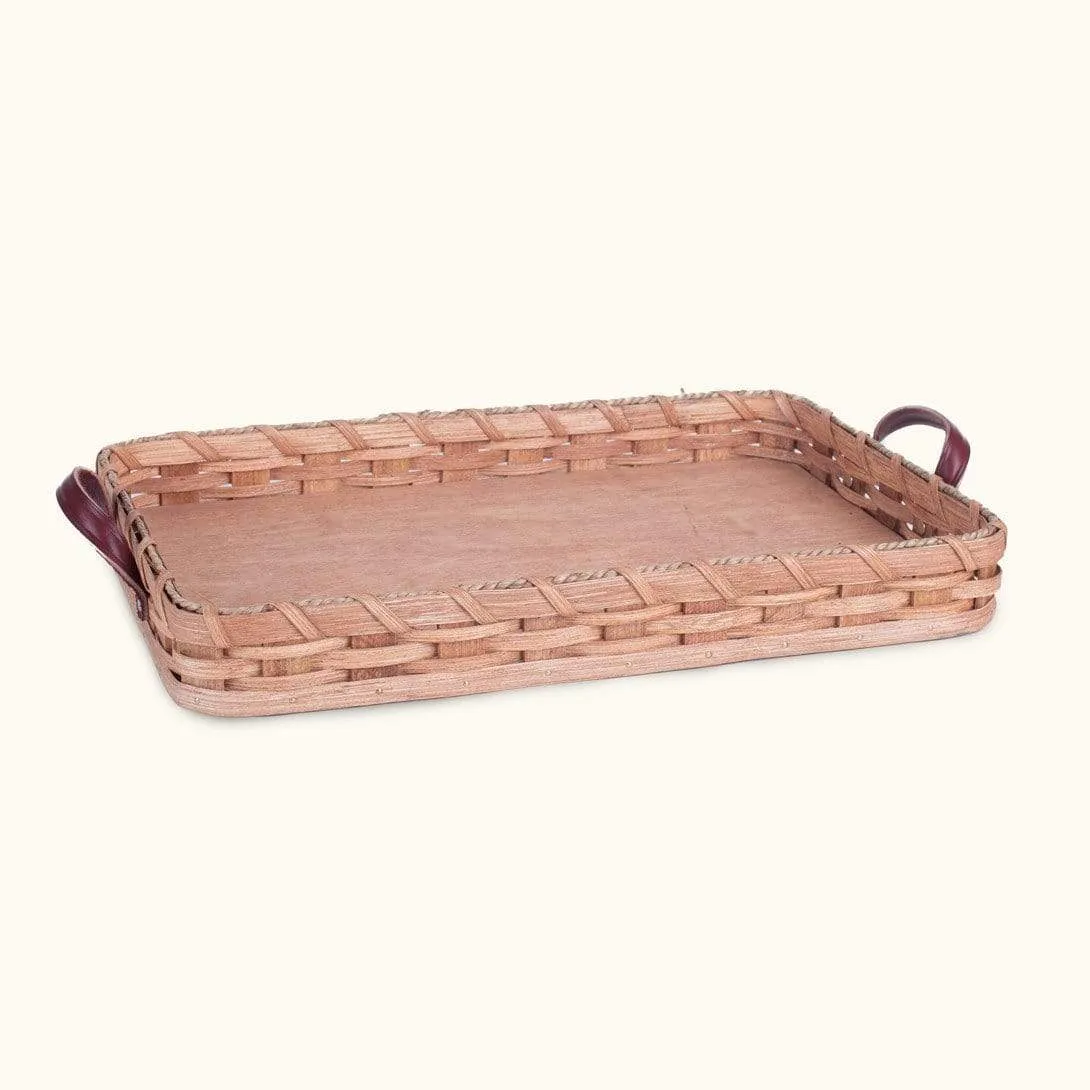 Basket Tray For Coffee Table | Decorative Amish Wicker Serving Tray