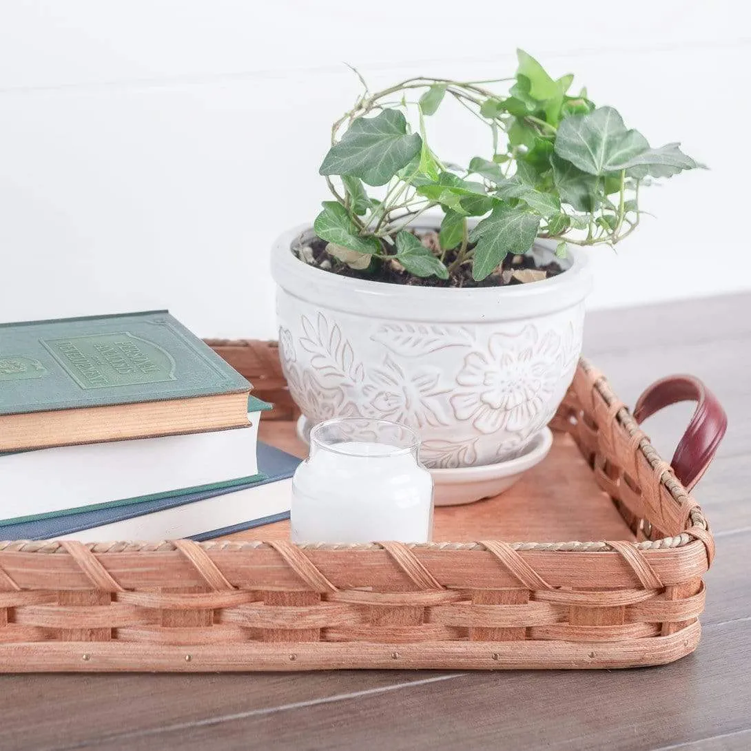 Basket Tray For Coffee Table | Decorative Amish Wicker Serving Tray