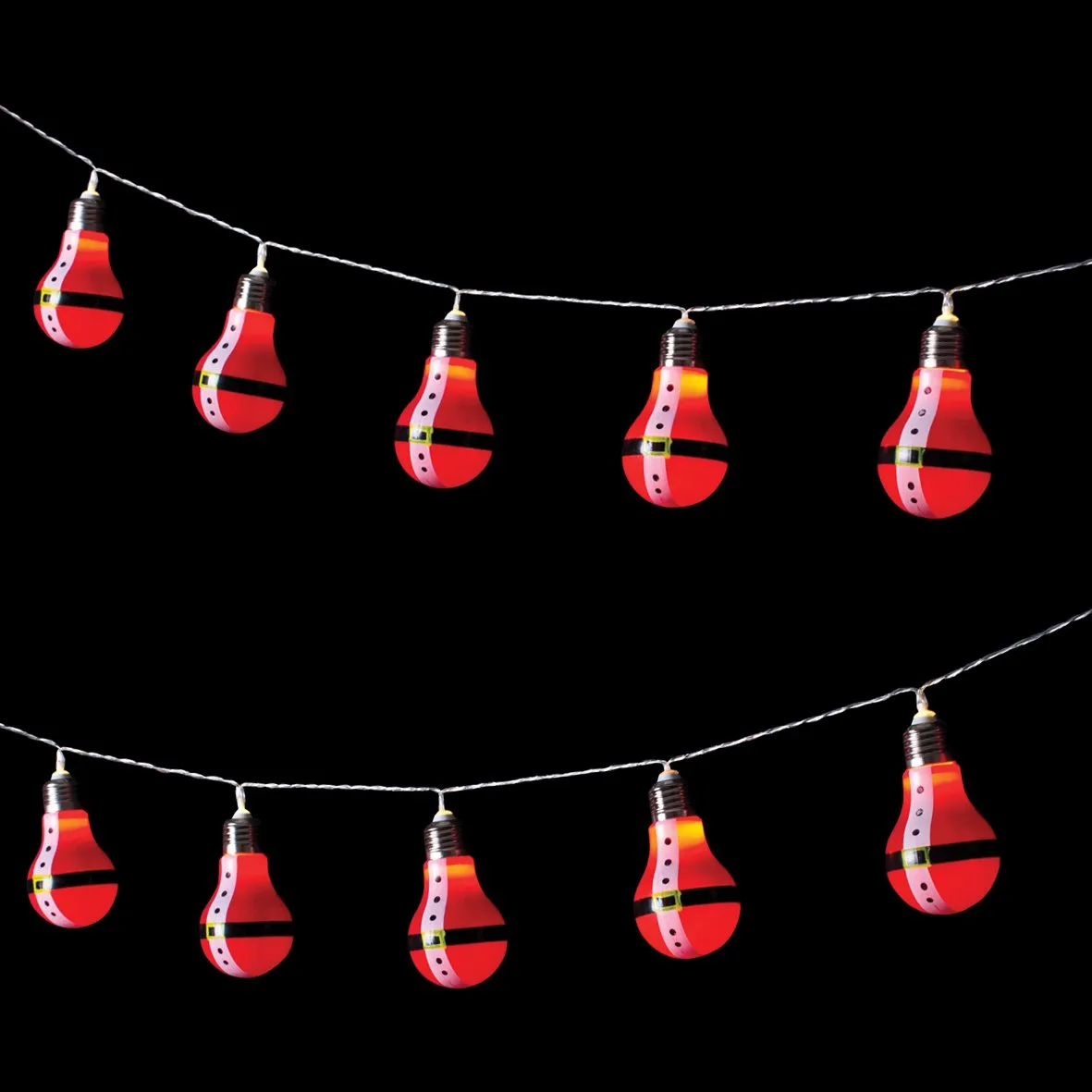 Battery Operated 10 LED Santa Retro Bulb Shaped String Lights